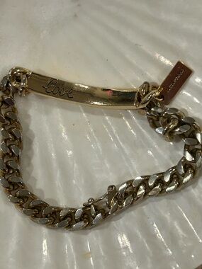 Marc Jacobs Gold Tone 'Love' ID Chain Bracelet